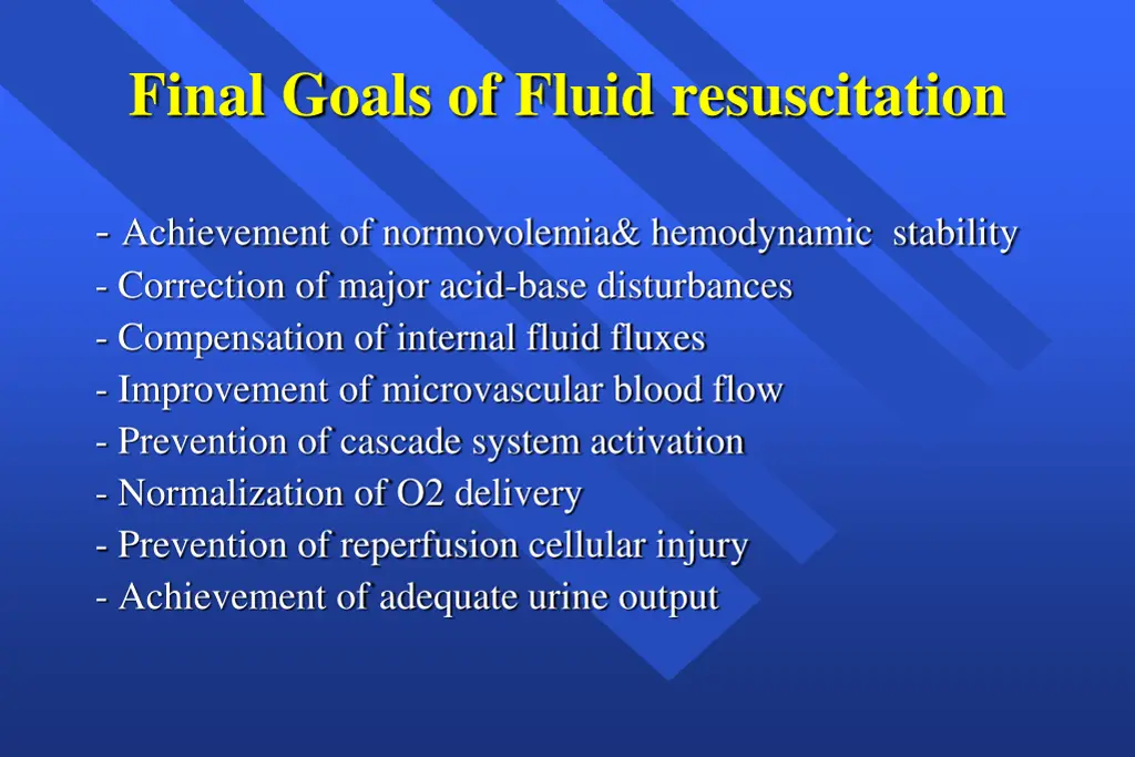 final goals of fluid resuscitation