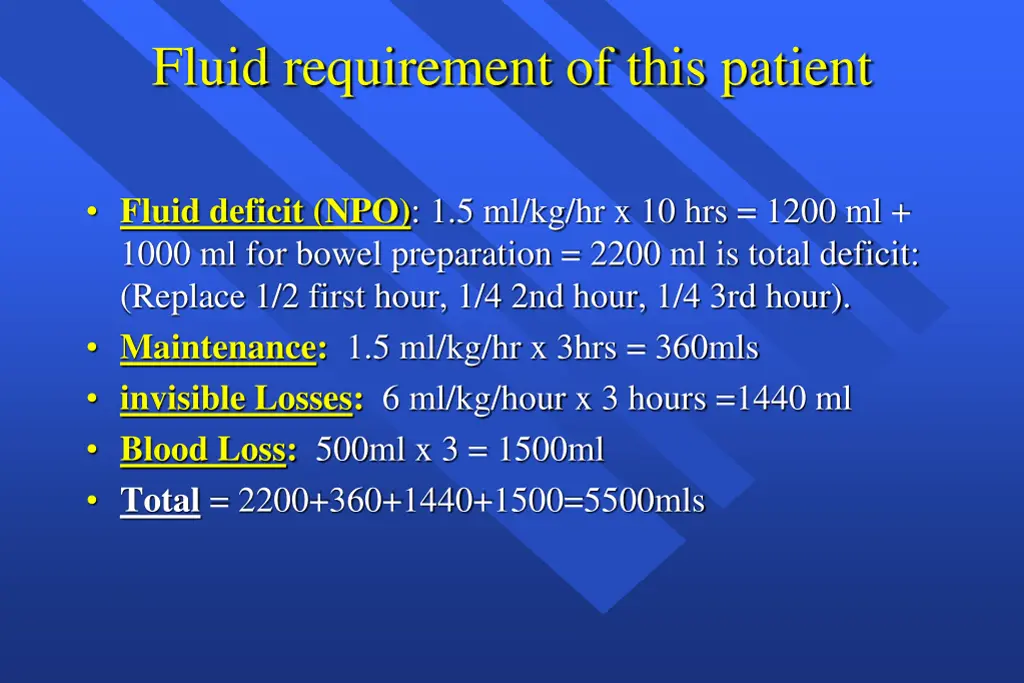 fluid requirement of this patient