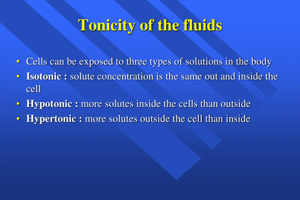 tonicity of the fluids