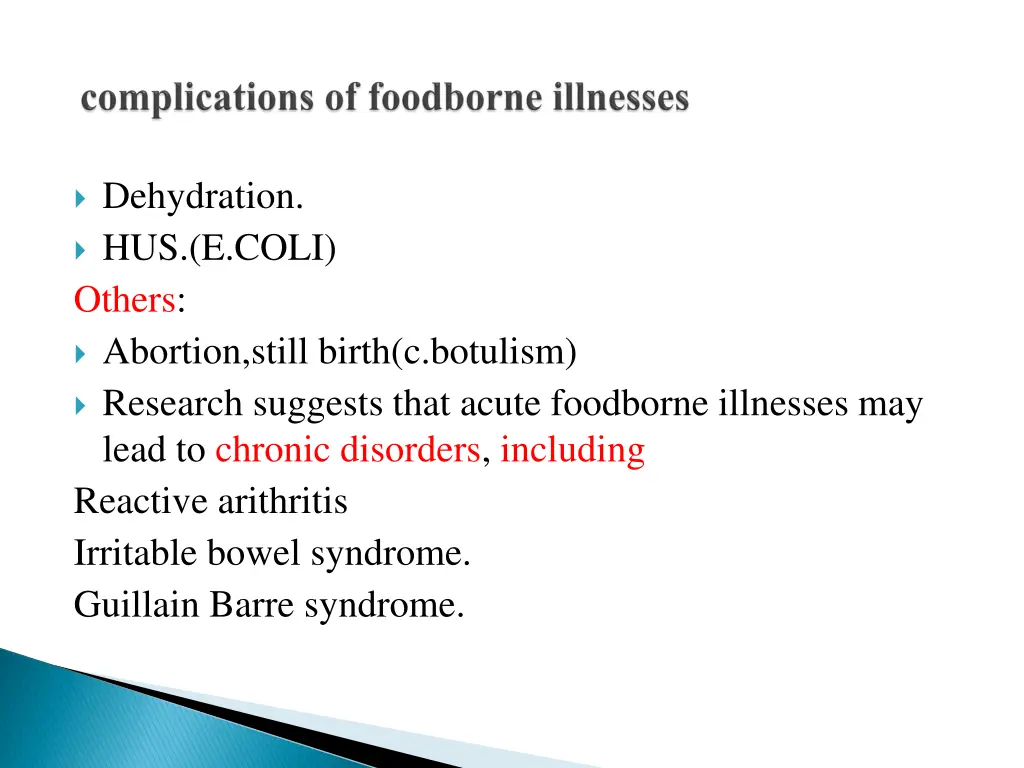 dehydration hus e coli others abortion still