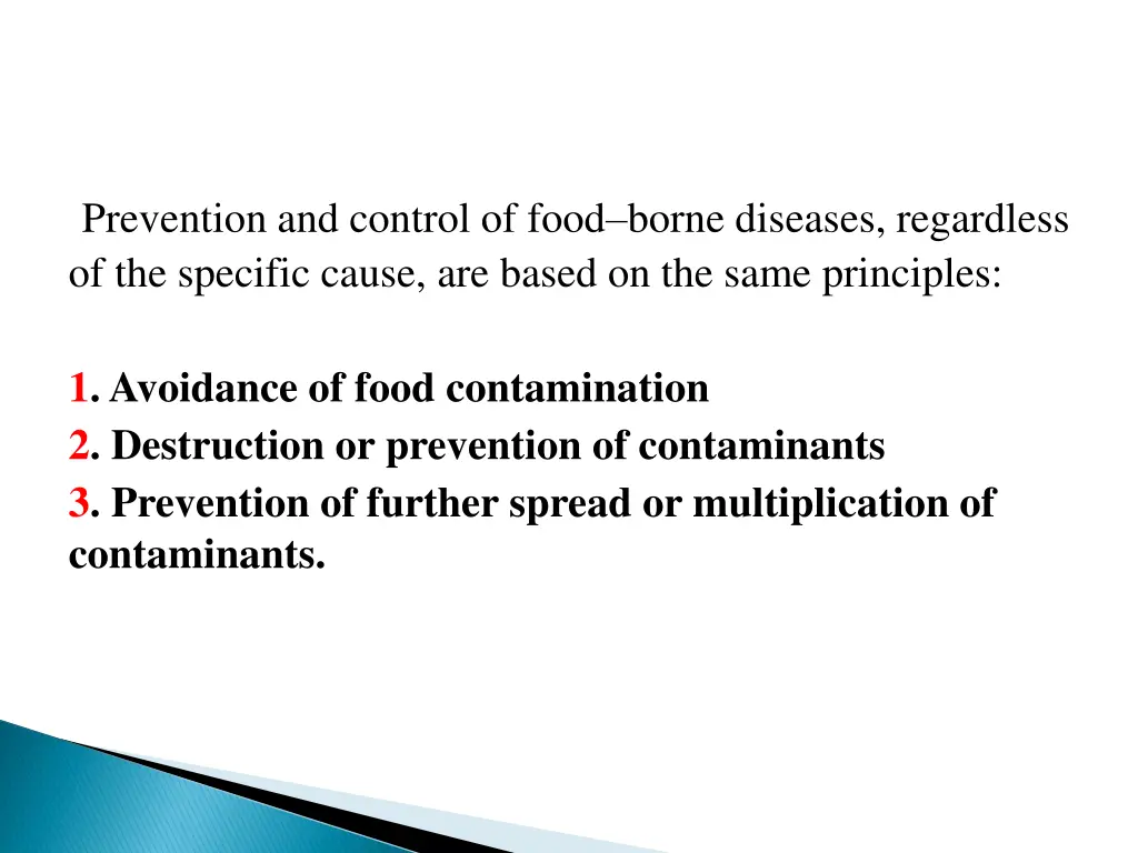 prevention and control of food borne diseases