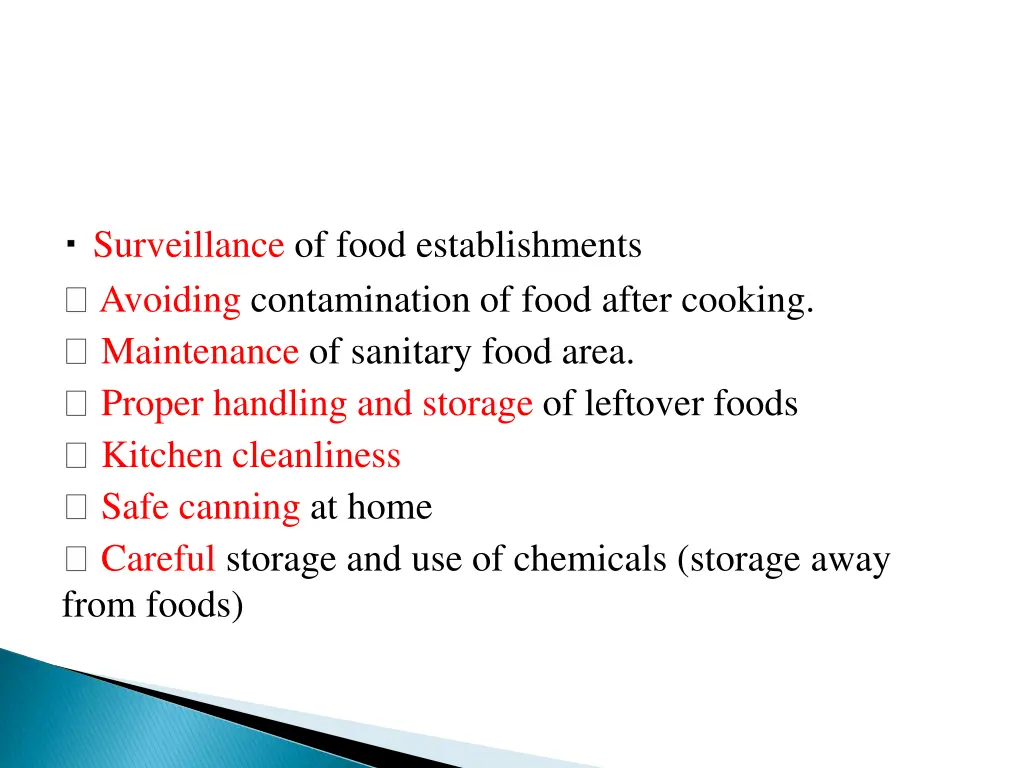 surveillance of food establishments avoiding