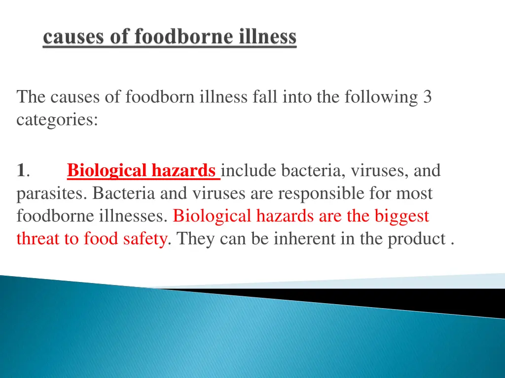 the causes of foodborn illness fall into