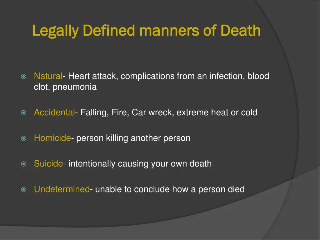 legally defined manners of death legally defined