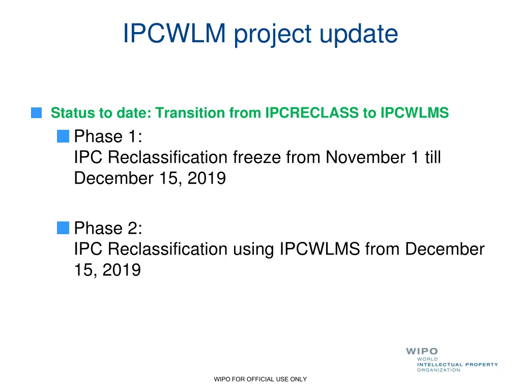 ipcwlm project update