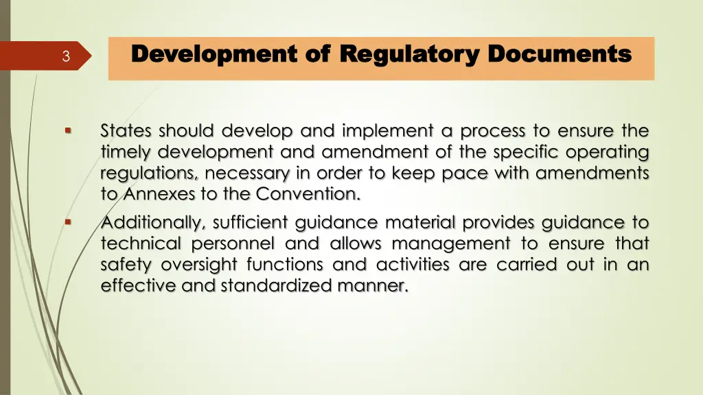 development of regulatory documents development