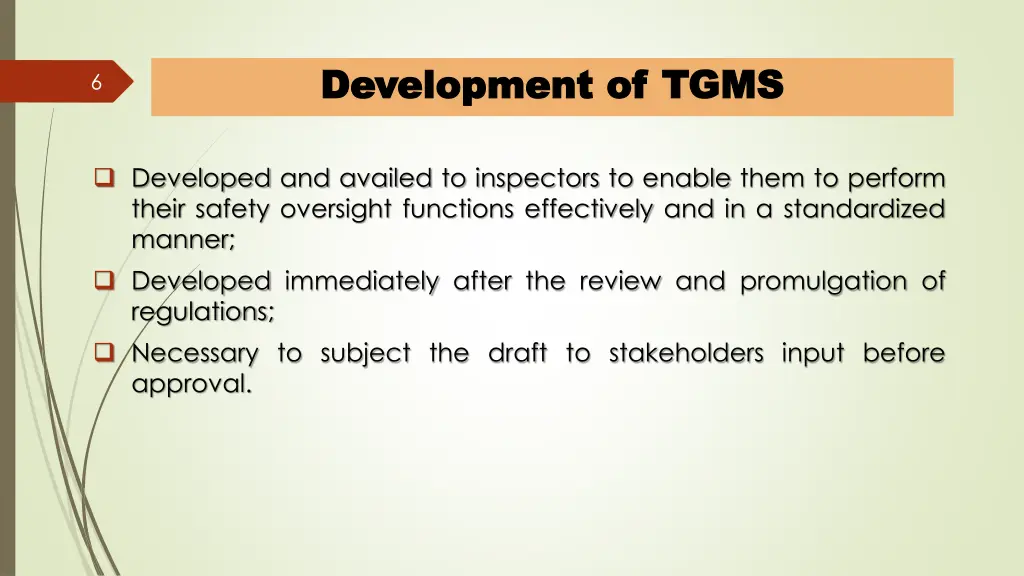 development of tgms development of tgms