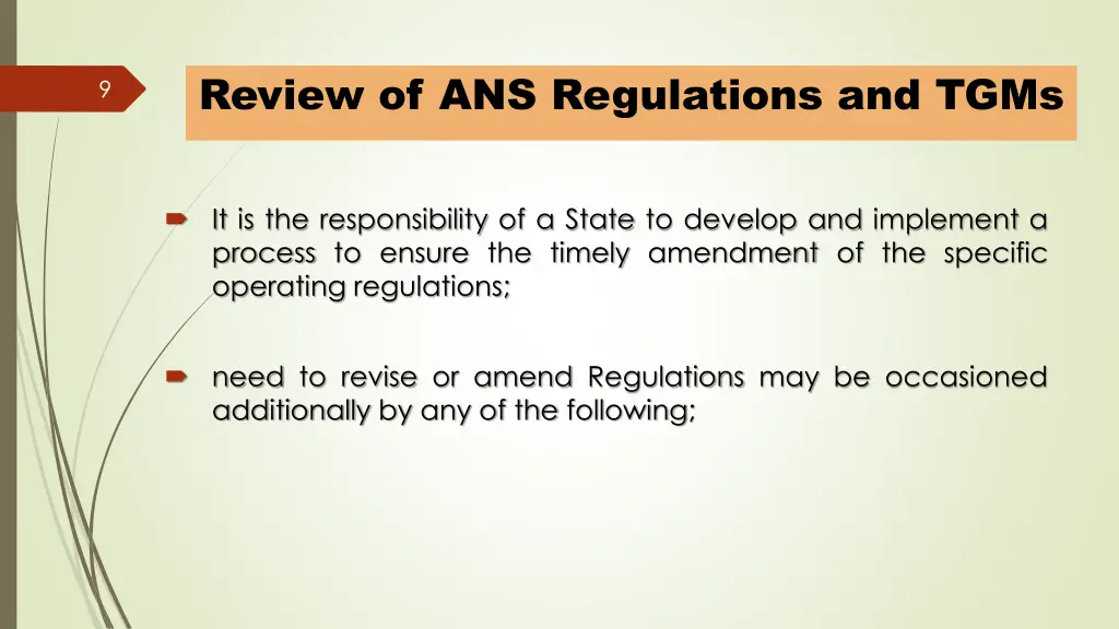 review of ans regulations and tgms