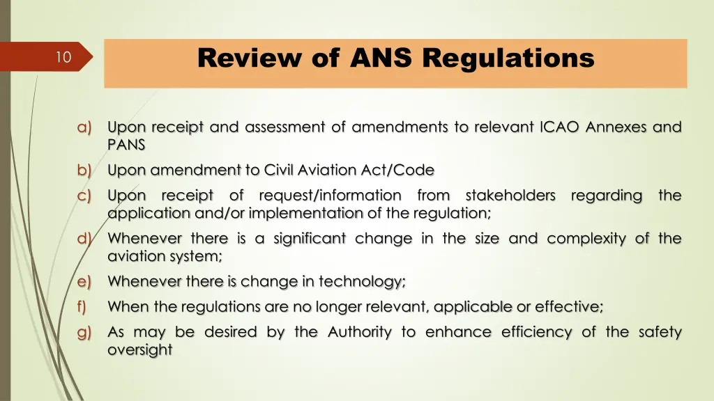 review of ans regulations