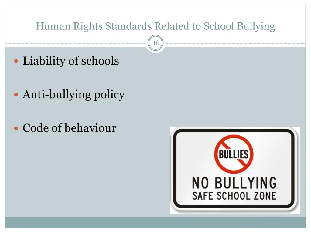 human rights standards related to school bullying 15