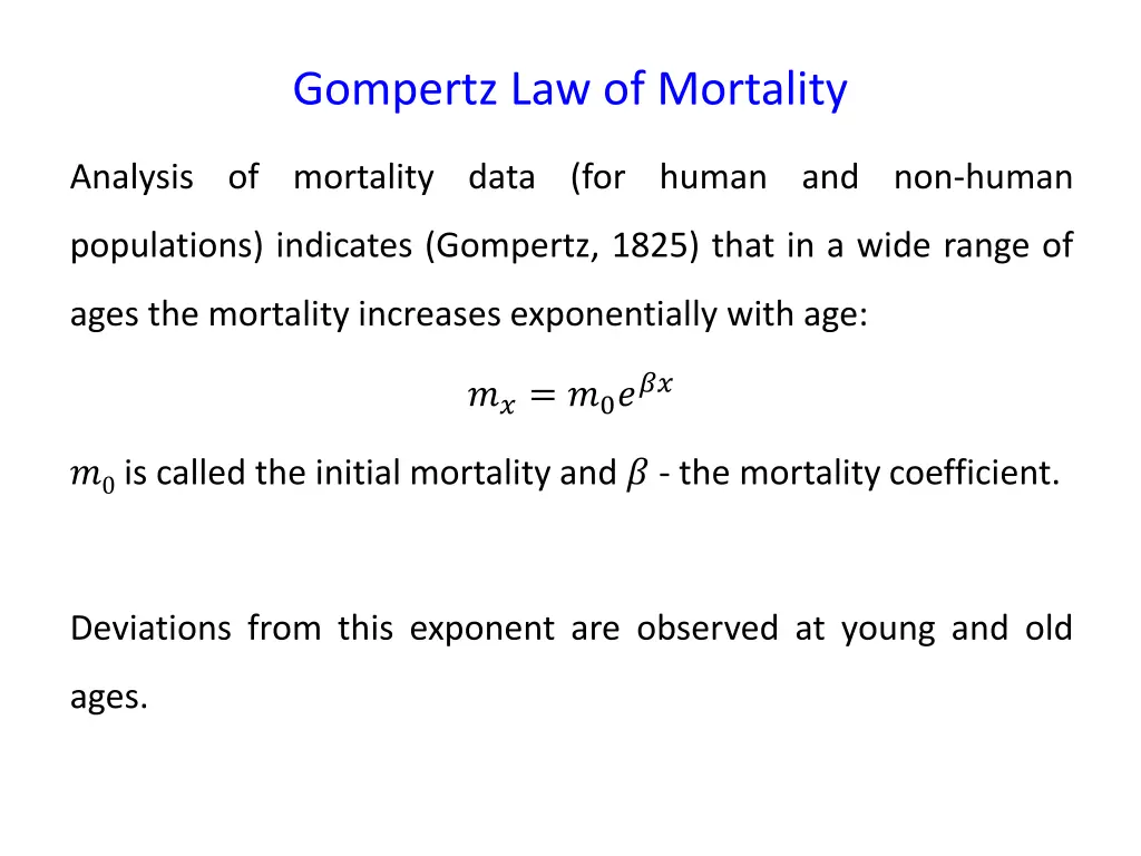 gompertz law of mortality