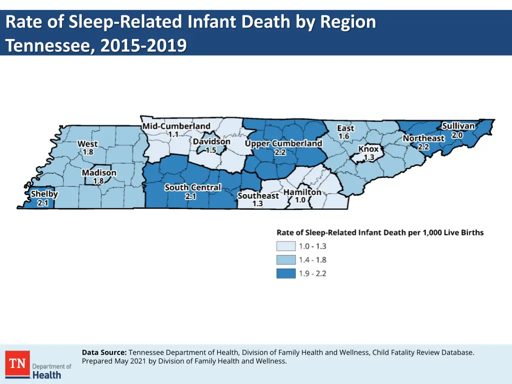 rate of sleep related infant death by region