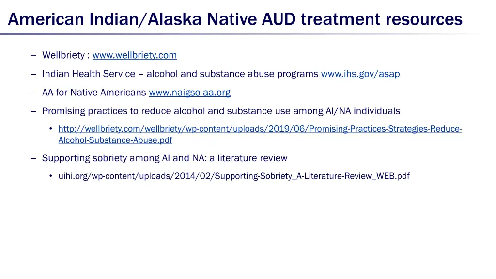 american indian alaska native aud treatment