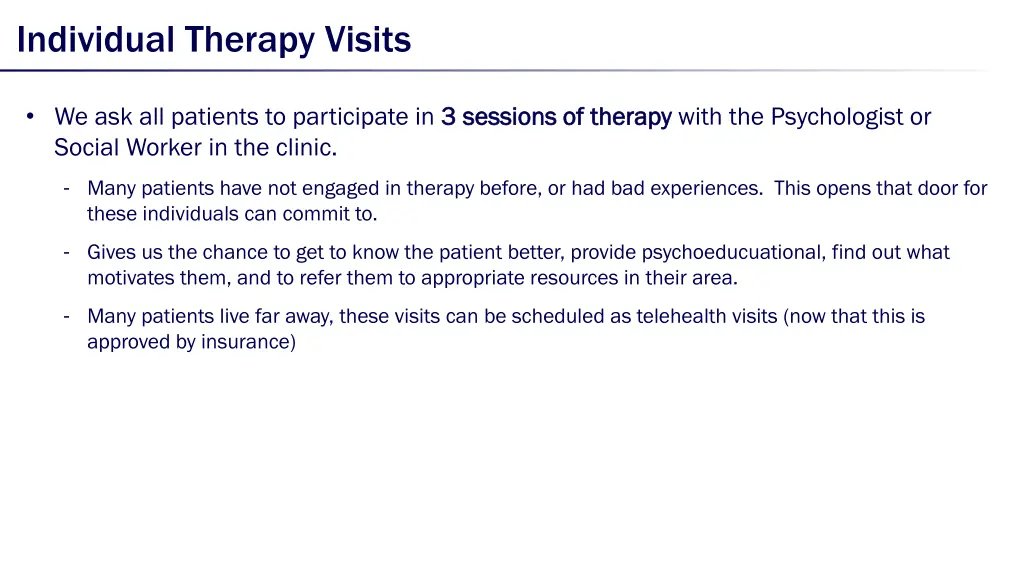 individual therapy visits