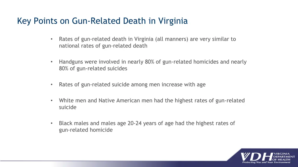 key points on gun related death in virginia