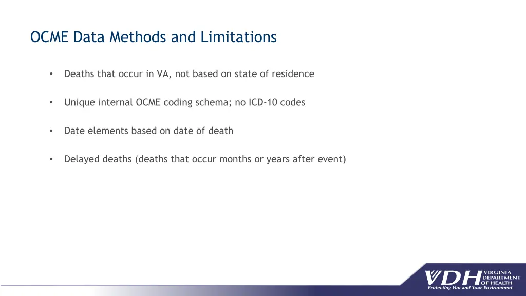 ocme data methods and limitations