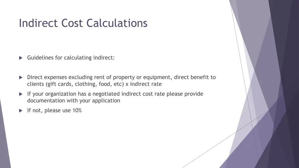 indirect cost calculations