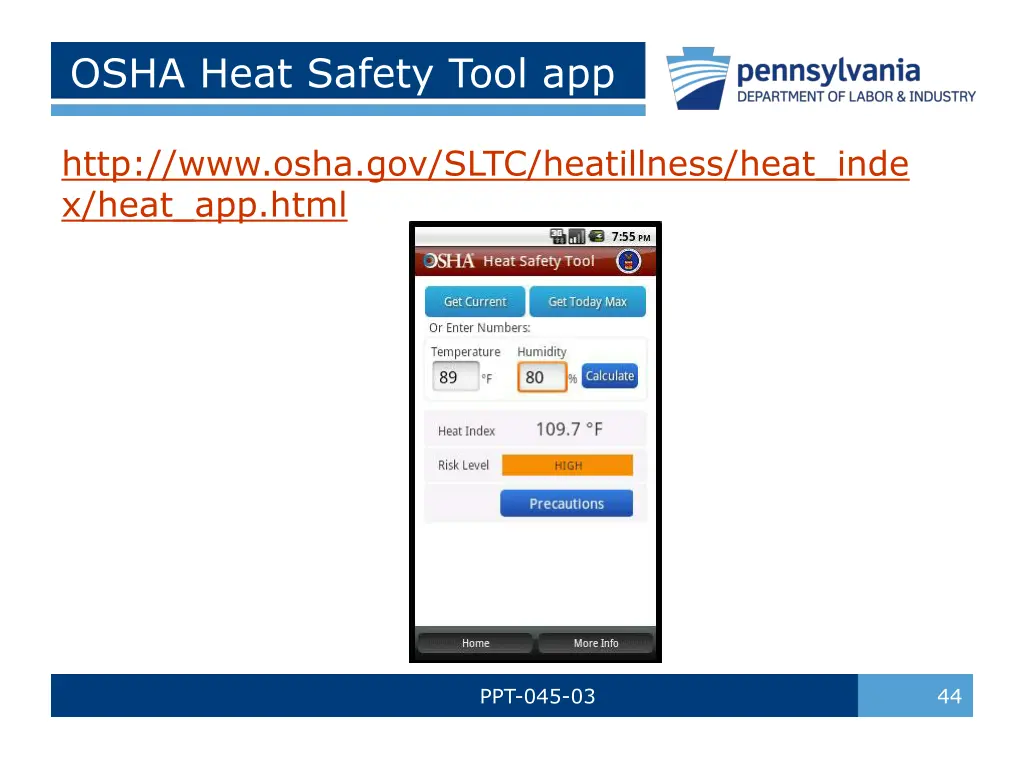 osha heat safety tool app