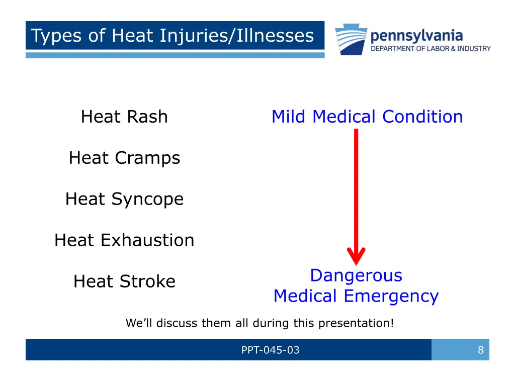 types of heat injuries illnesses