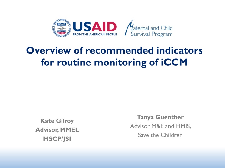 overview of recommended indicators for routine