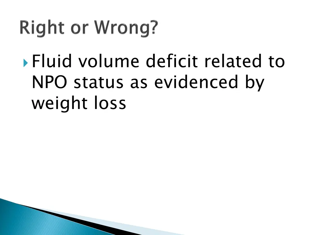 fluid volume deficit related to npo status