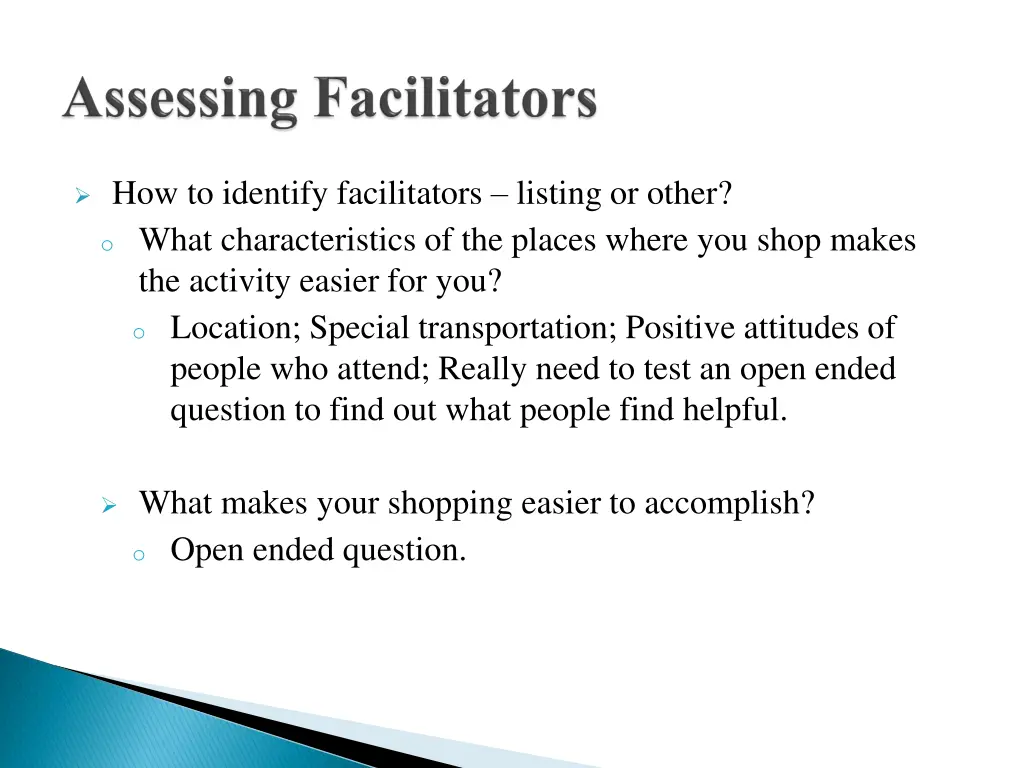 how to identify facilitators listing or other