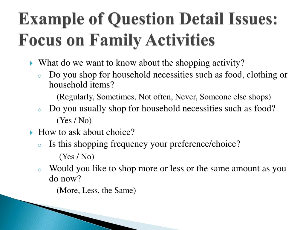 what do we want to know about the shopping