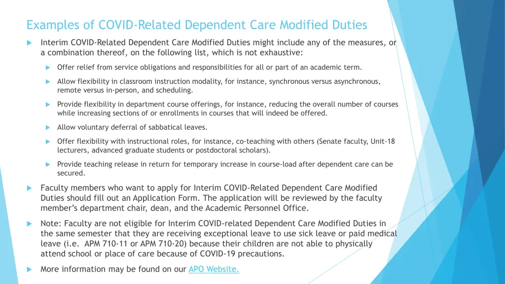 examples of covid related dependent care modified