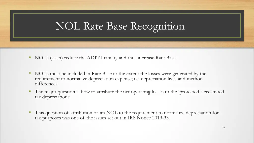 nol rate base recognition