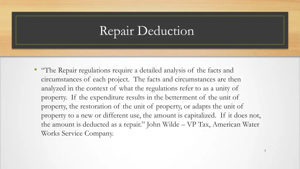 repair deduction