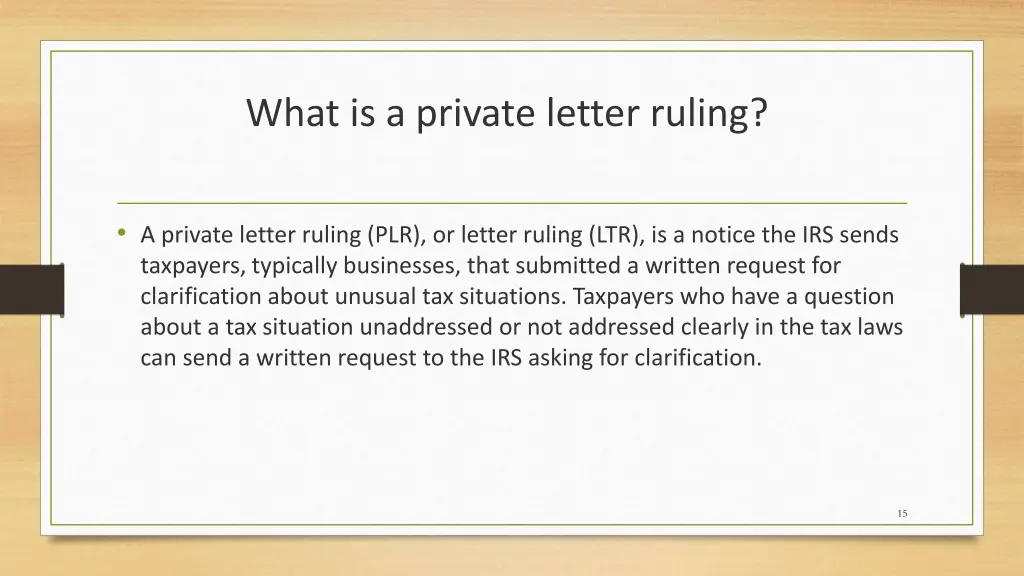 what is a private letter ruling