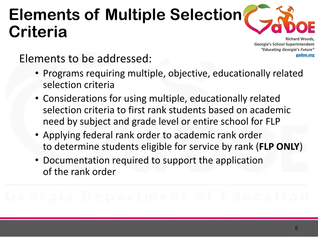 elements of multiple selection criteria