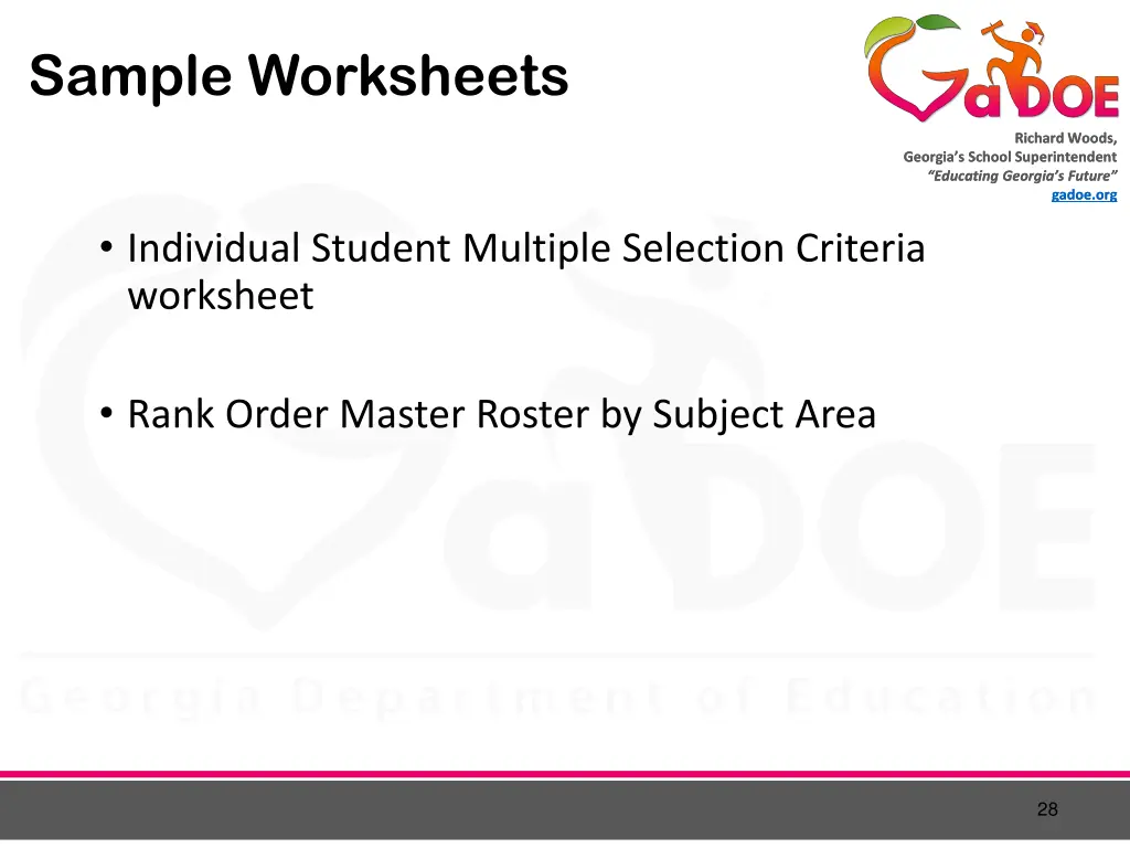 sample worksheets