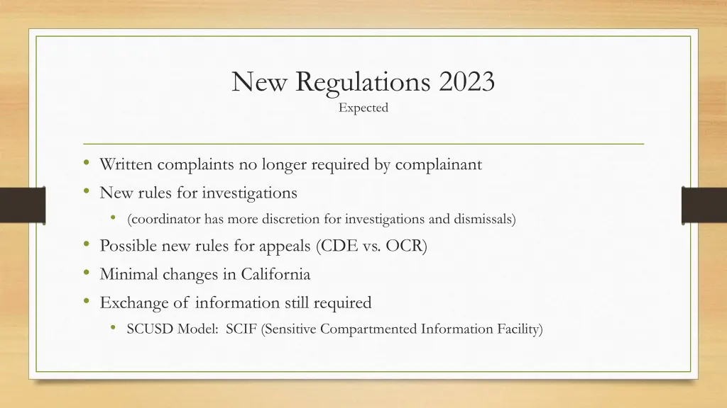 new regulations 2023 expected