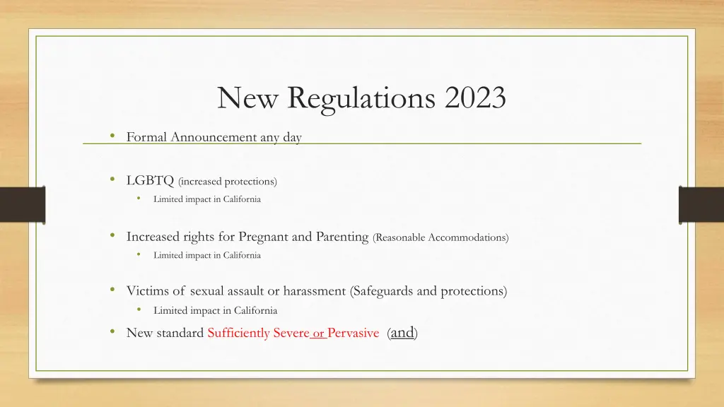 new regulations 2023