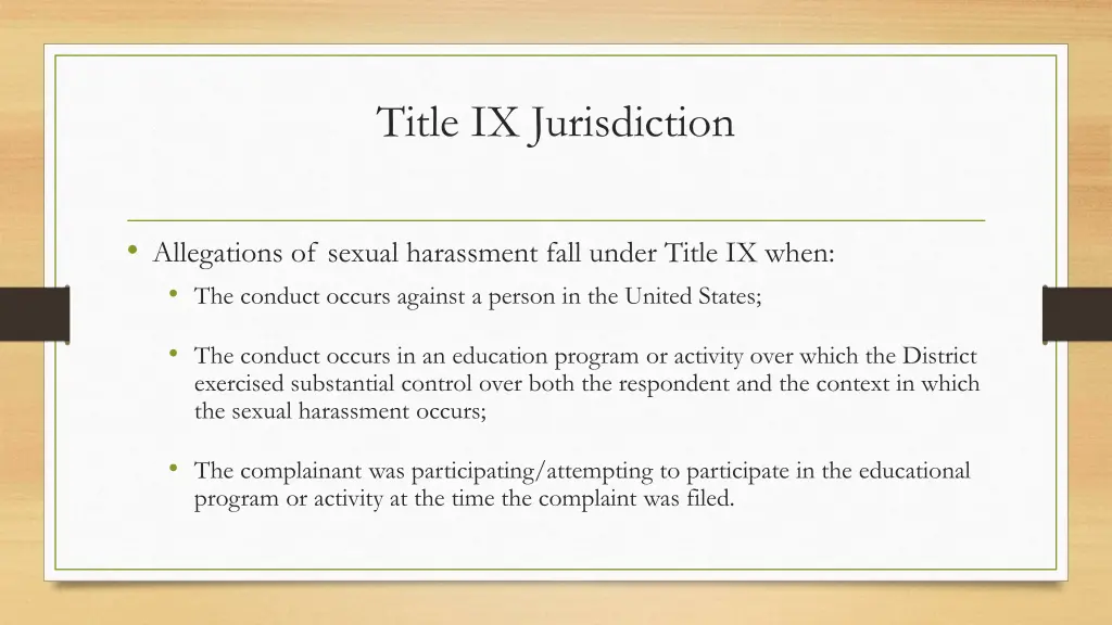 title ix jurisdiction