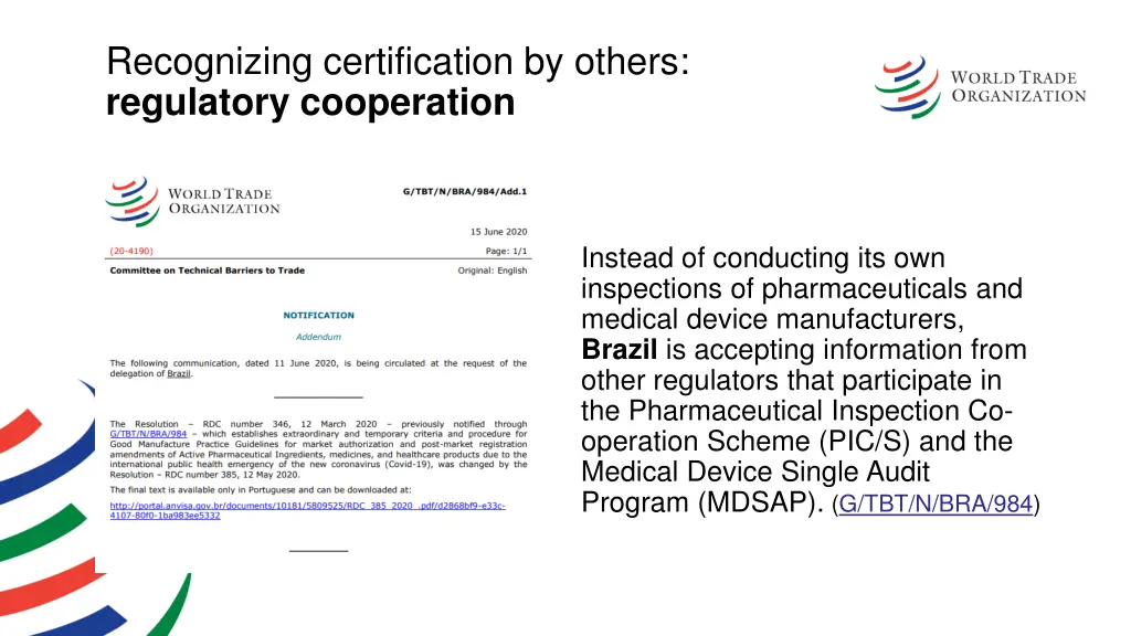 recognizing certification by others regulatory