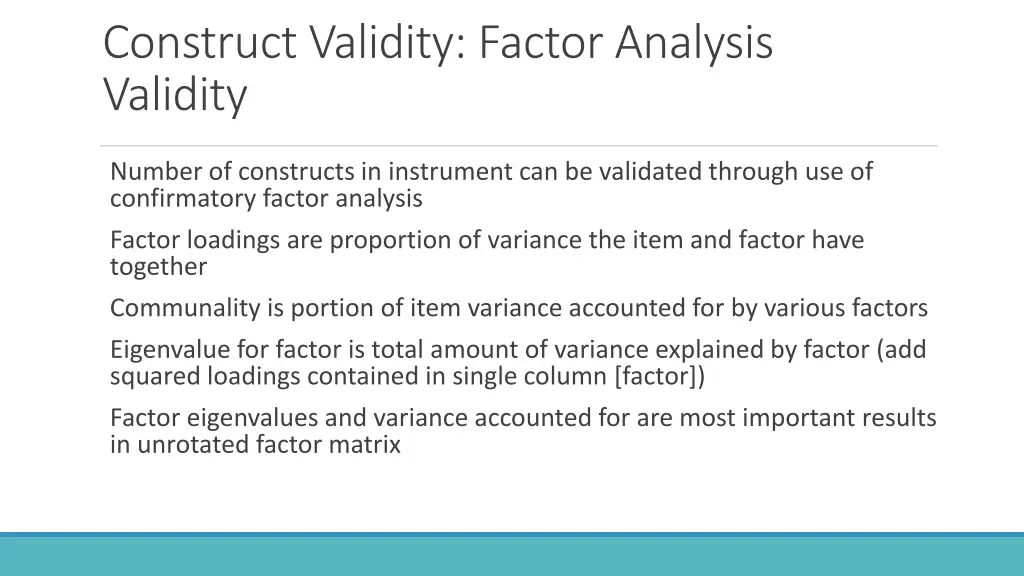 construct validity factor analysis validity 1