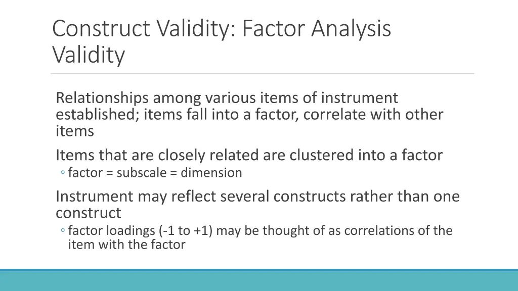 construct validity factor analysis validity