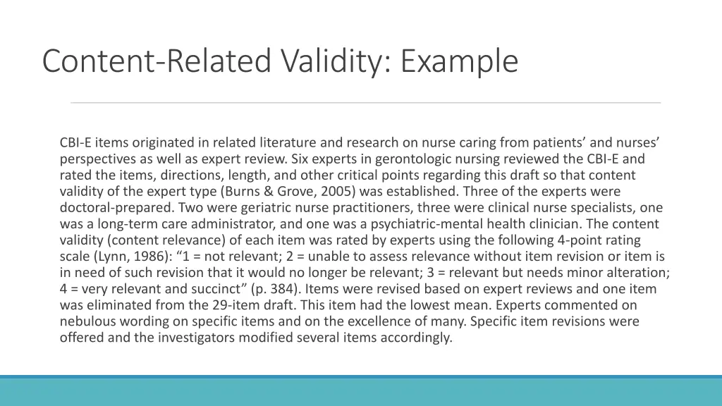 content related validity example