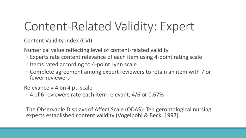 content related validity expert