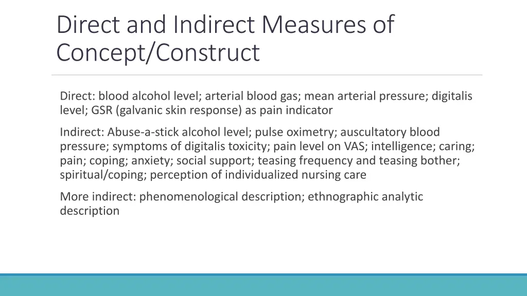 direct and indirect measures of concept construct 1