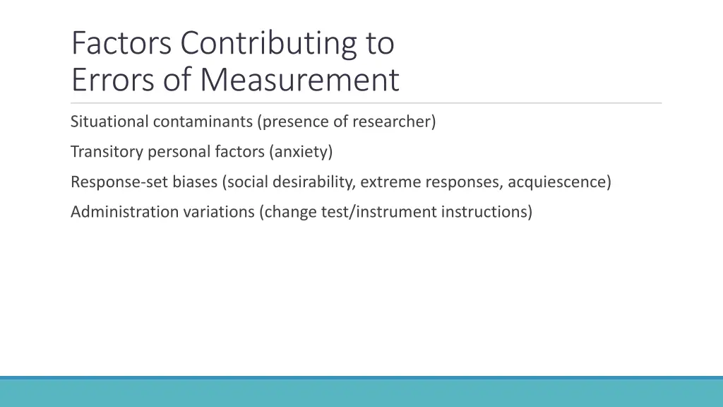 factors contributing to errors of measurement