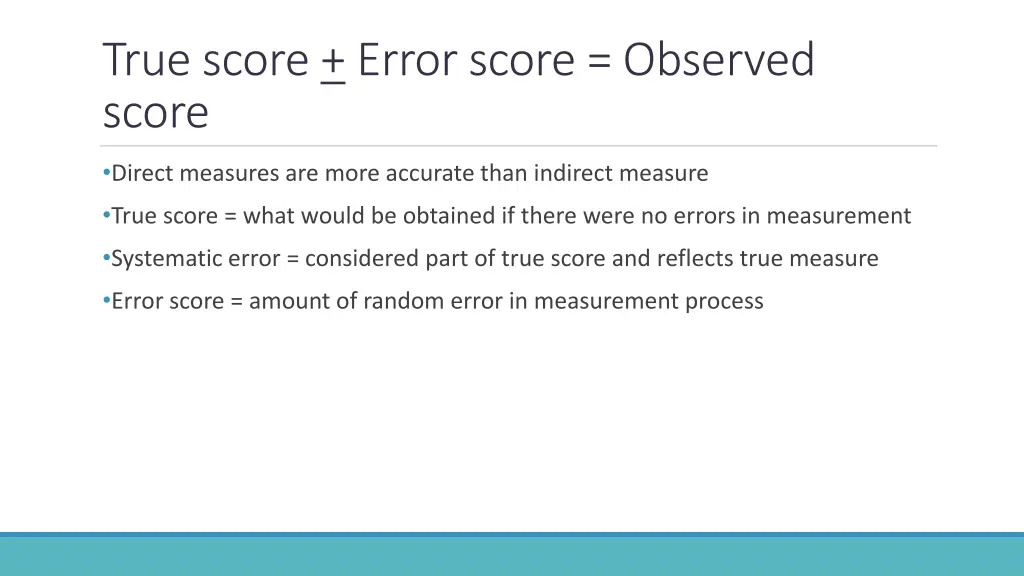 true score error score observed score