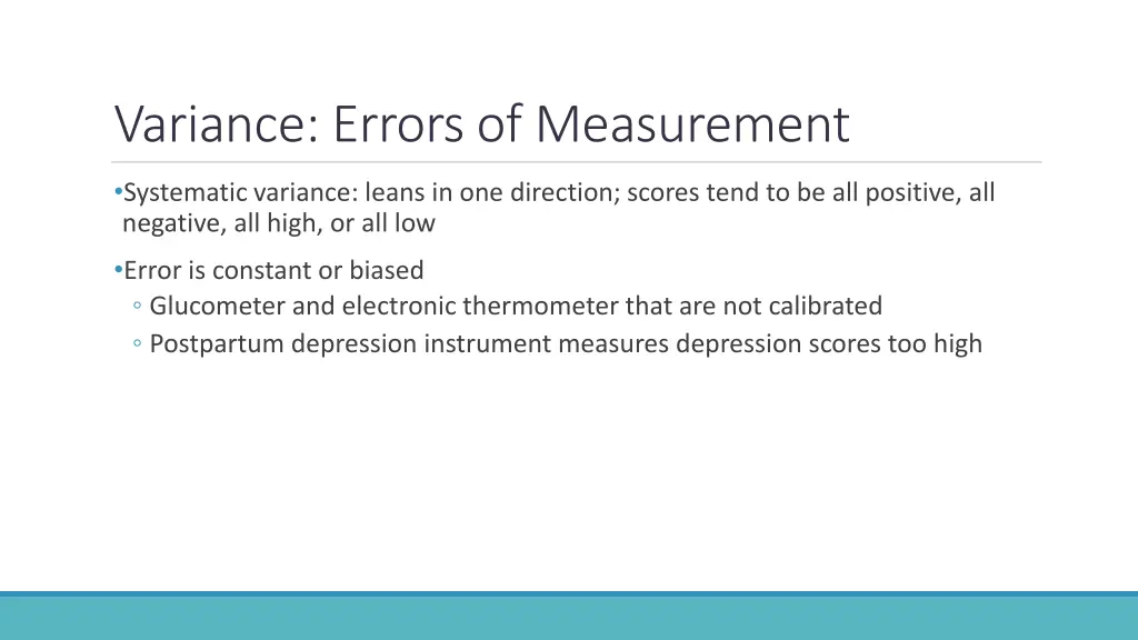 variance errors of measurement