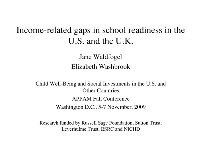 income related gaps in school readiness