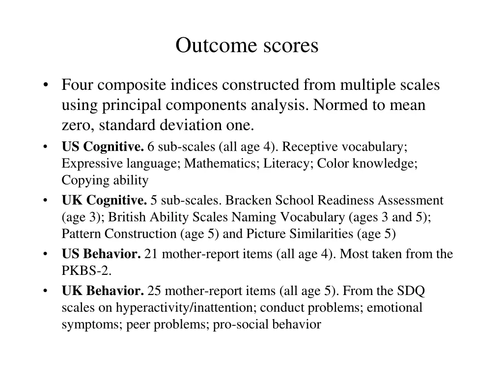 outcome scores