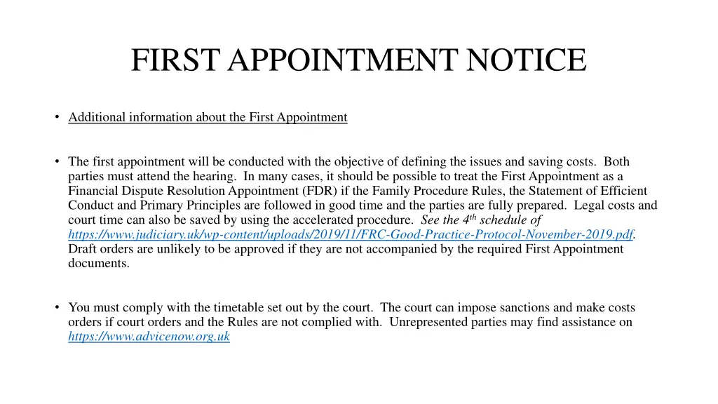 first appointment notice