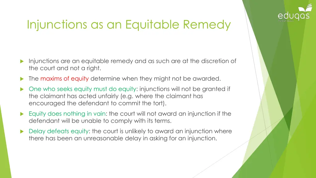 injunctions as an equitable remedy 1