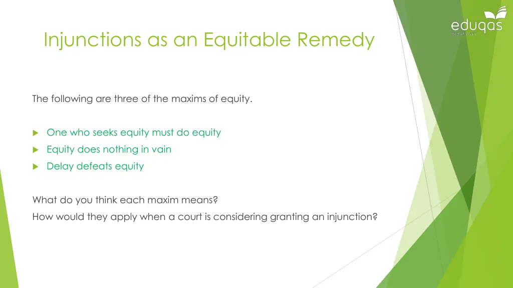 injunctions as an equitable remedy